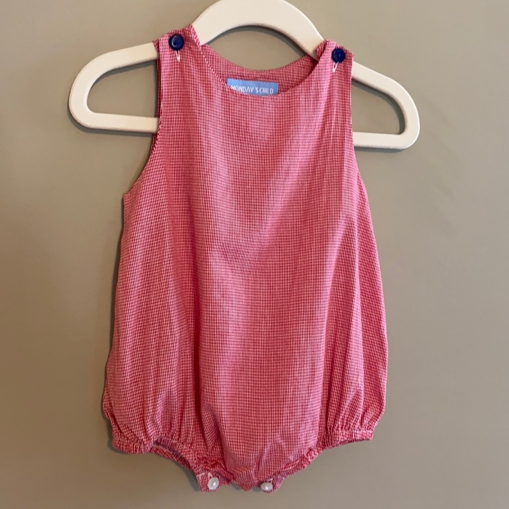 Red and White Bubble suit.